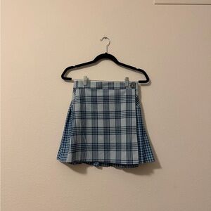 Urban Outfitters Blue Pleated Mini Skirt — plaid